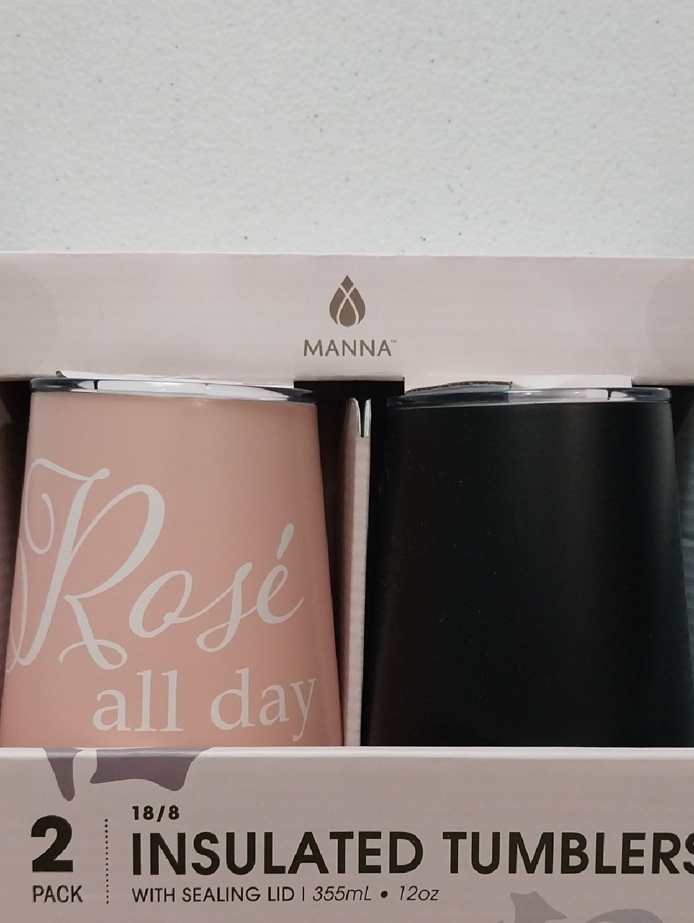 Manna Pink and Black Insulated Tumblers - 2 Pack
